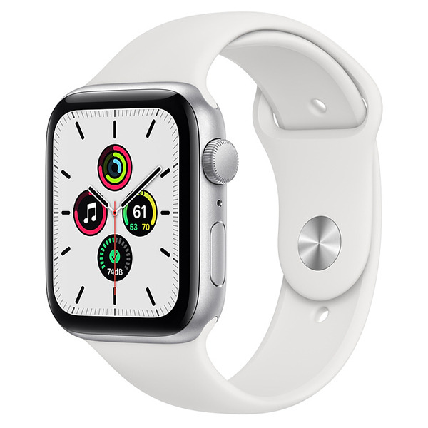 Смарт-часы Apple Watch SE GPS 44mm Aluminum Case with Sport Band Silver/White серебристые/белые MYDQ2