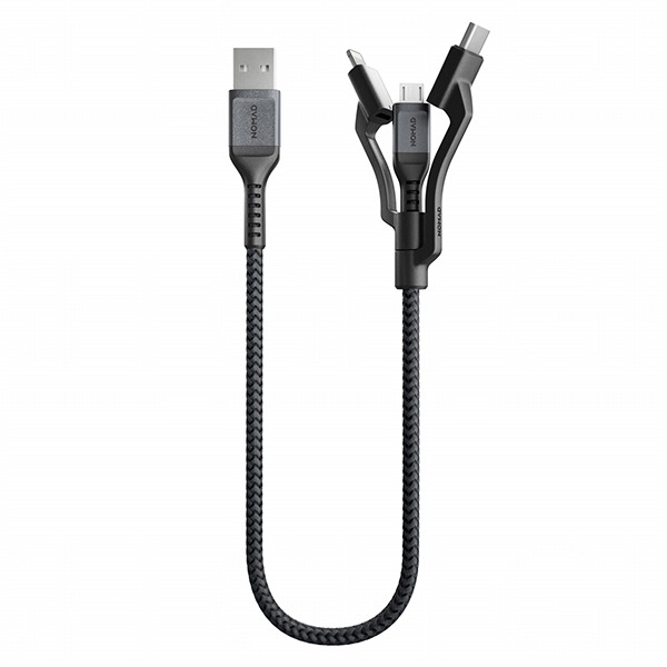 Кевларовый кабель Nomad Universal Kevlar Cable USB to USB-C/ MicroUSB/Lightning 30 см. Black черный NM01511B00