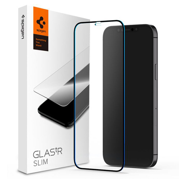 Защитное стекло Spigen Full Coverage HD Tempered Glass для iPhone 12/12 Pro чёрное/прозрачное AGL01512
