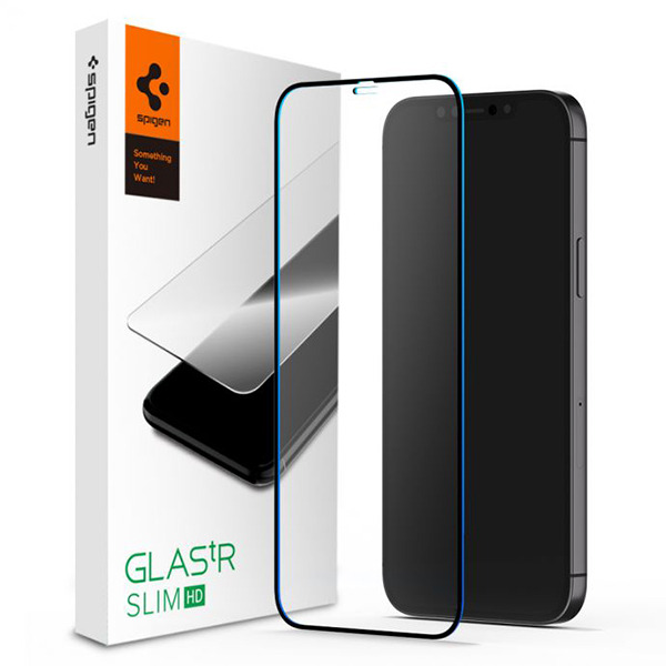 Защитное стекло Spigen Full Coverage HD Tempered Glass для iPhone 12 mini чёрное/прозрачное AGL01534
