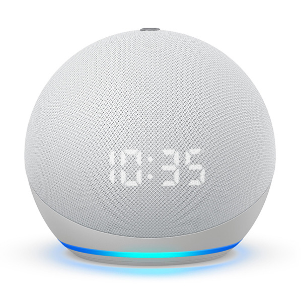   Amazon Echo Dot 4th Gen With Clock Glacier White 