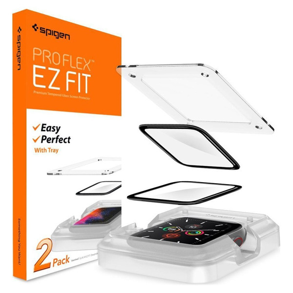 Комплект защитных стекол Spigen ProFlex EZ Fit 2 шт. для Apple Watch 44 мм чёрные/прозрачные AFL01220