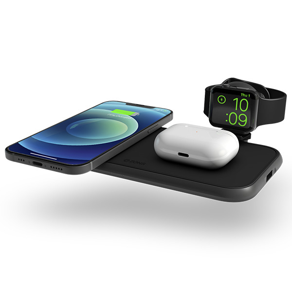    ZENS 4-in-1 Wireless Charger (incl. Apple Watch MFi Cable) 1USB 2x10W Black  ZEDC14B/00