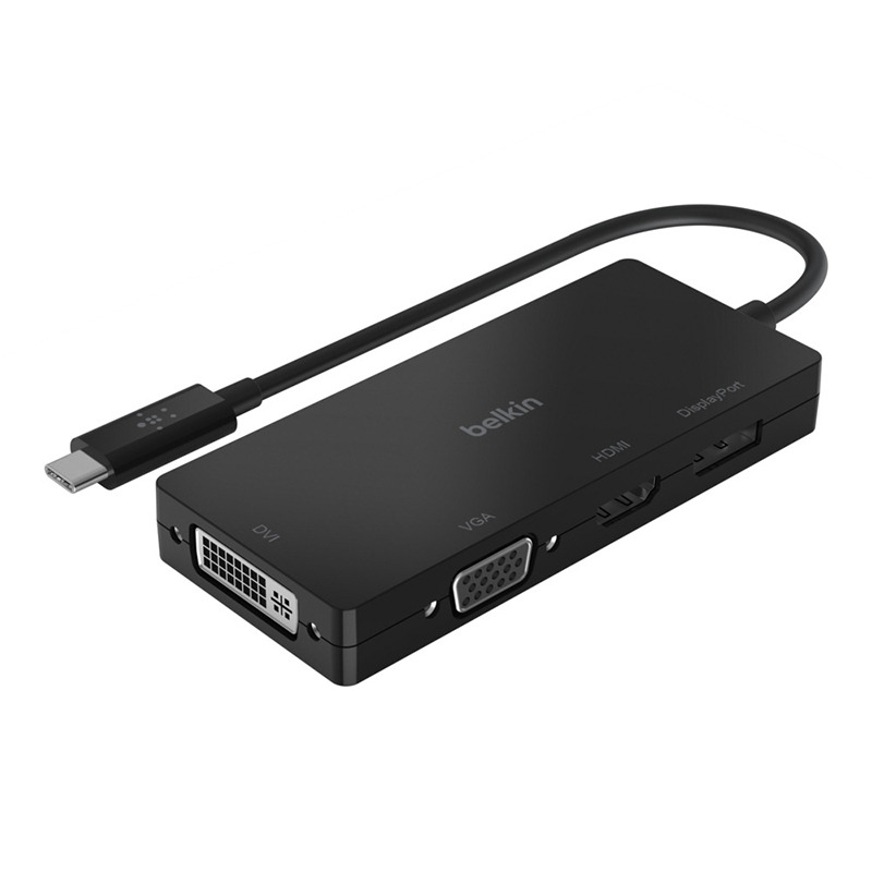 USB-C хаб Belkin USB-C Video Adapter 1DVI/1VGA/1DisplayPort/1HDMI 4K 60Hz чёрный AVC003btBK