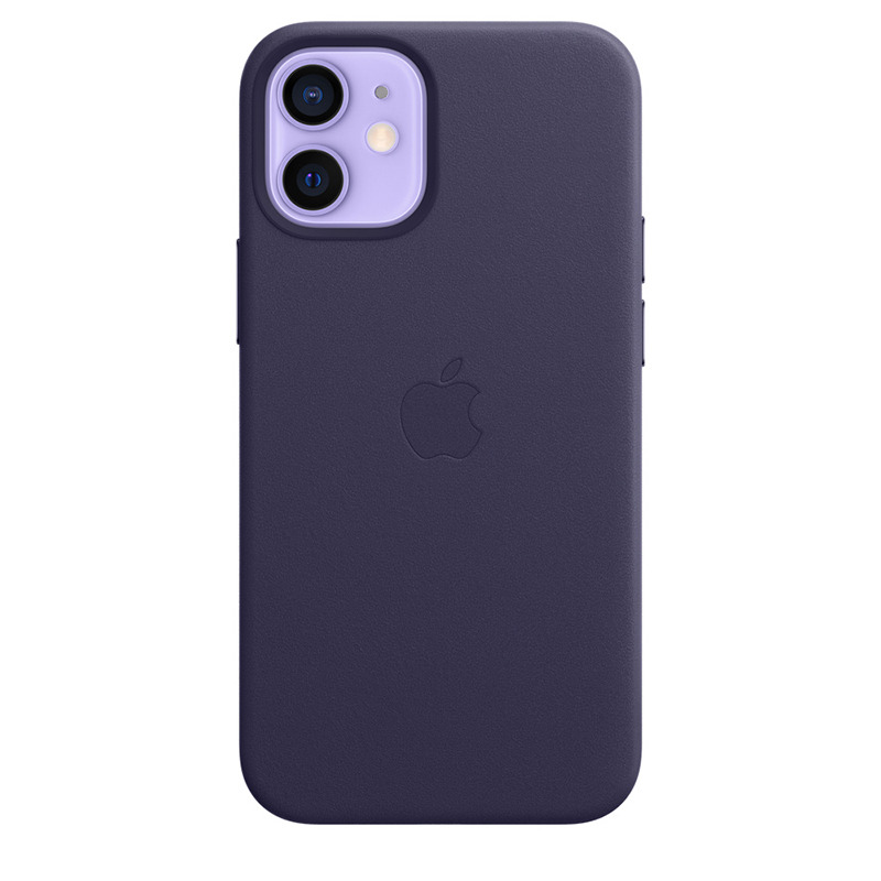 Кожаный чехол Apple Leather Case with MagSafe Deep Violet для iPhone 12 mini тёмно-фиолетовый MJYQ3