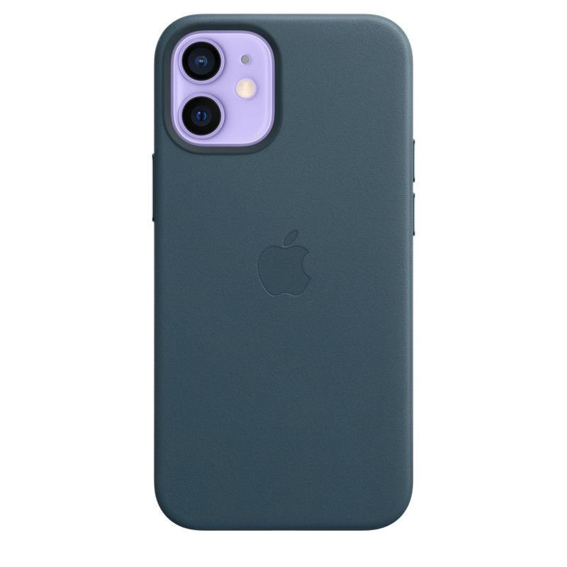 Кожаный чехол Apple Leather Case with MagSafe Baltic Blue для iPhone 12 mini балтийский синий MHK83