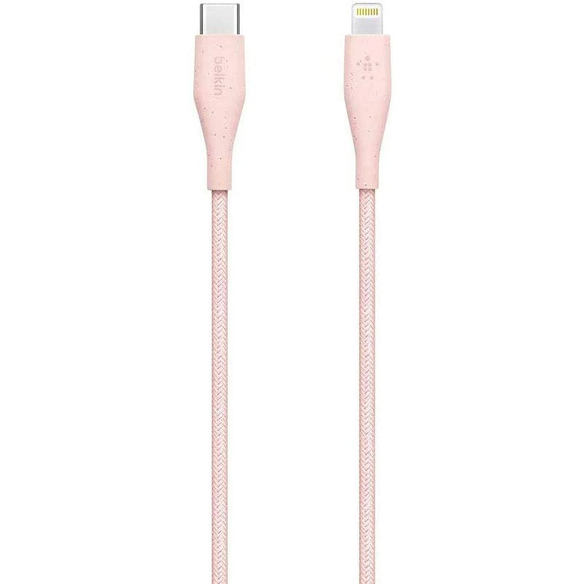 Кабель Belkin BOOST CHARGE Braided DURATEK USB-C to Lightning Cable with Strap 1,2 метра Pink розовый F8J243bt04-PNK