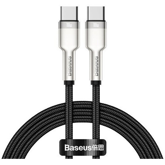 Нейлоновый кабель Baseus Cafule Series Metal Data Cable Type-C to Type-C 100W 2m Black черный CATJK-D01