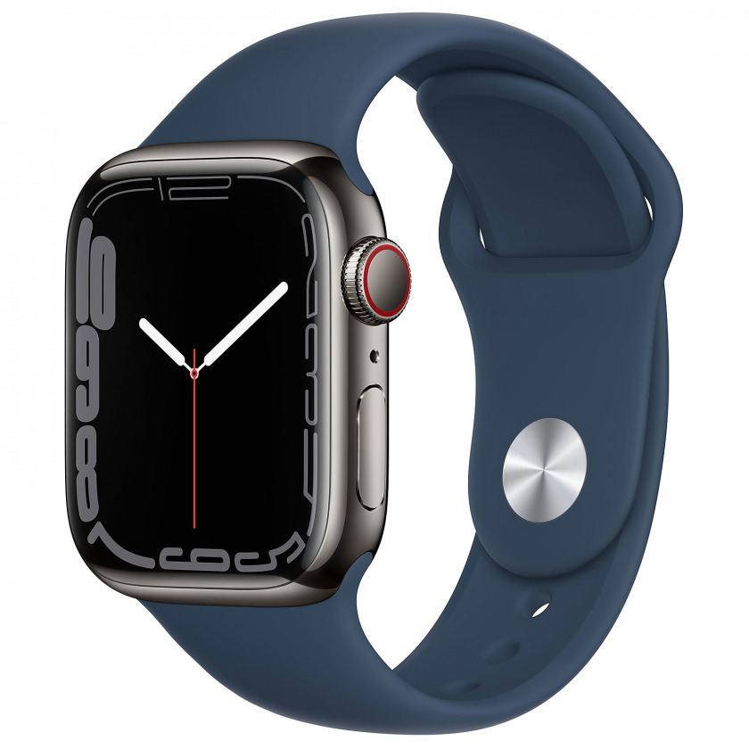 Смарт-часы Apple Watch Series 7 GPS + Cellular 45mm Graphite Stainless Case with Sport Band Abyss Blue Sport Band графит/синий