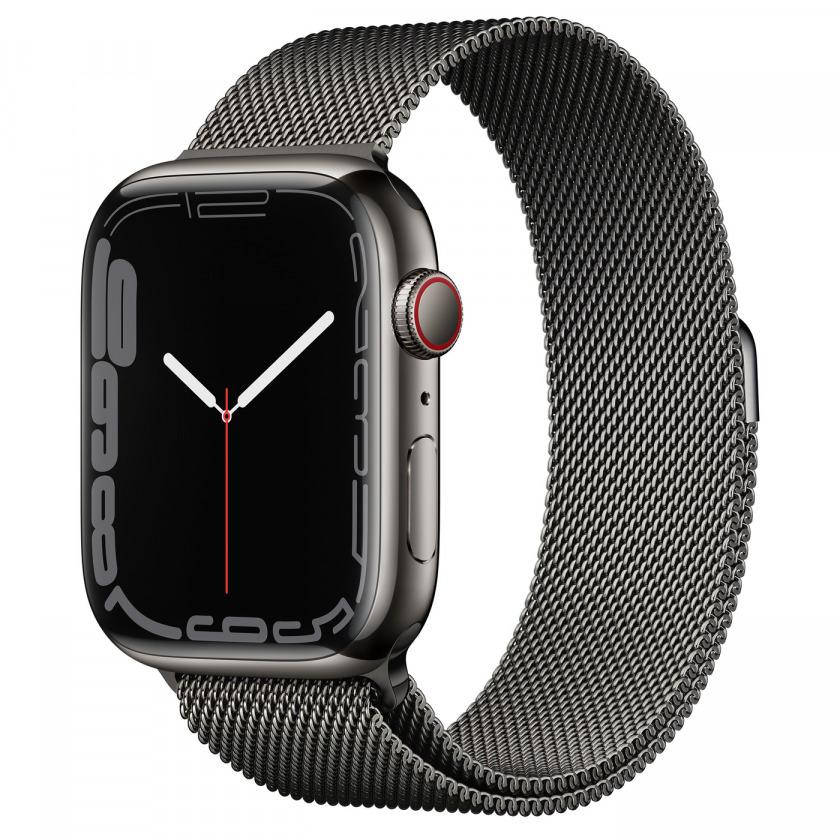 - Apple Watch Series 7 GPS + Cellular 45mm Graphite Stainless Case with Stainless Steel Case with Milanese Loop Graphite 