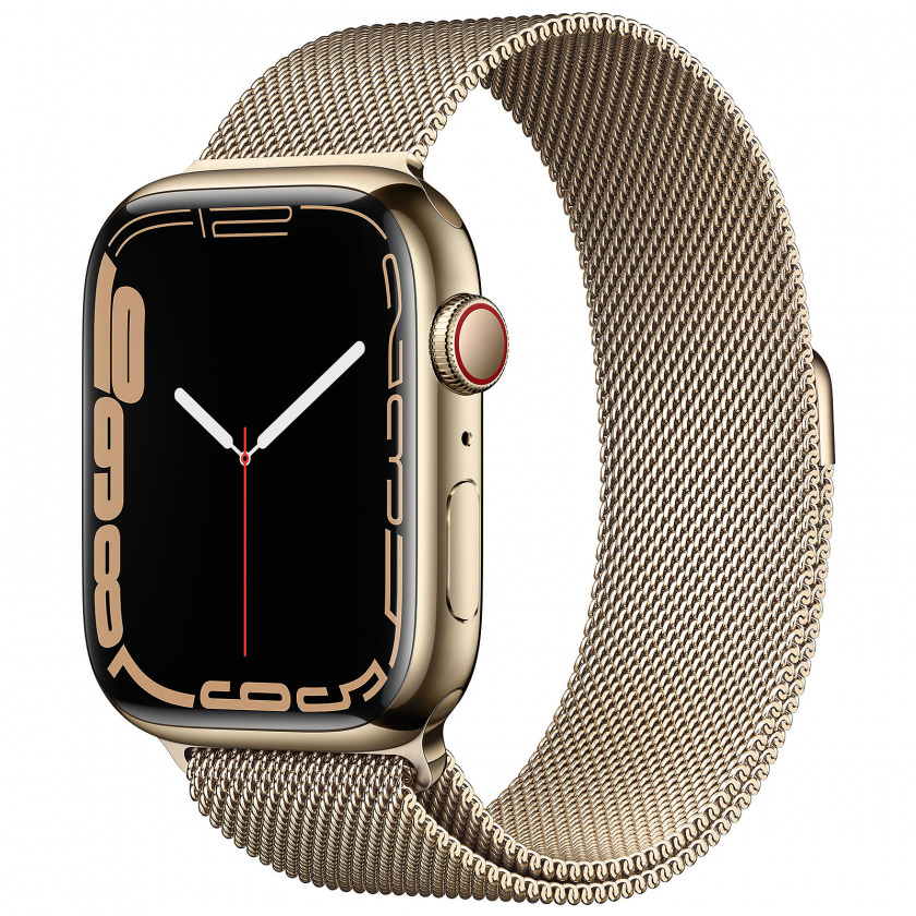Смарт-часы Apple Watch Series 7 GPS + Cellular 45mm Stainless Steel Case with Milanese Loop Gold золотистые
