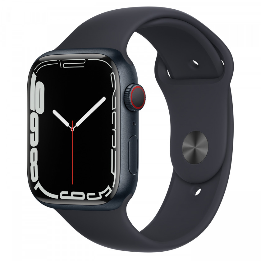 Смарт-часы Apple Watch Series 7 GPS 45mm Aluminum Case with Sport Band Midnight/Midnight тёмная ночь/тёмная ночь 