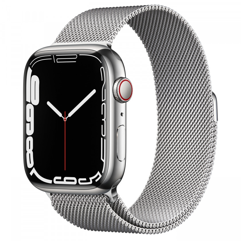 - Apple Watch Series 7 GPS + Cellular 41mm Stainless Steel Case with Milanese Loop Silver 