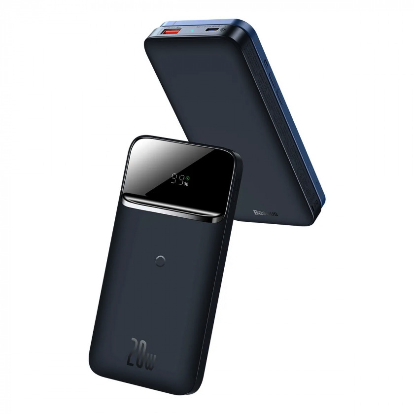 Портативный акб Baseus Magnetic wireless quick charging power bank 10000mAh 20W Blue синий для iPhone c Magsafe PPMT-03