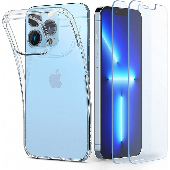 Чехол + стекло Spigen Crystal Pack Crystal Clear для iPhone 13 Pro прозрачный ACS03637