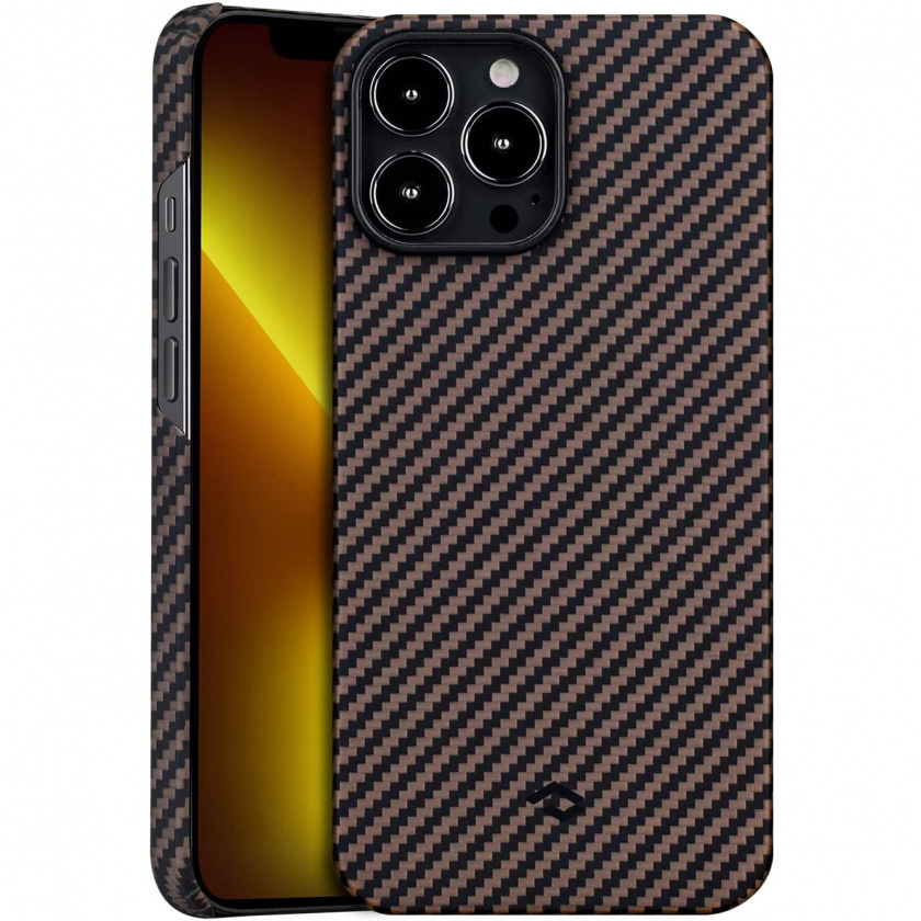 Чехол Pitaka Slim Fit Magnetic MagEZ Case 2 1500D Aramid Fiber Black/Gold Twill для iPhone 13 Pro Max черный/золотой карбон