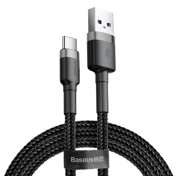 Нейлоновый кабель Baseus Cafule USB - USB-C Cable 3 метра Black/Grey черный/серый CATKLF-UG1