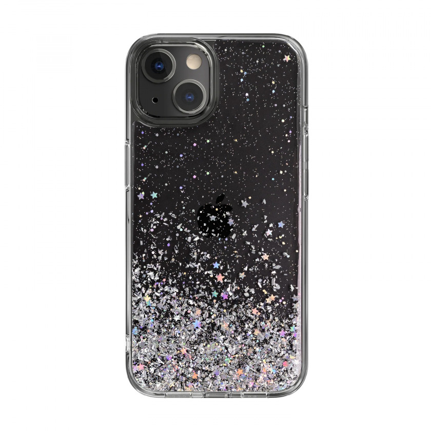 Чехол SwitchEasy Starfield 3D Glitter Resin Case Transparent with MagSafe для iPhone 13 прозрачный/серый GS-103-208-171-65