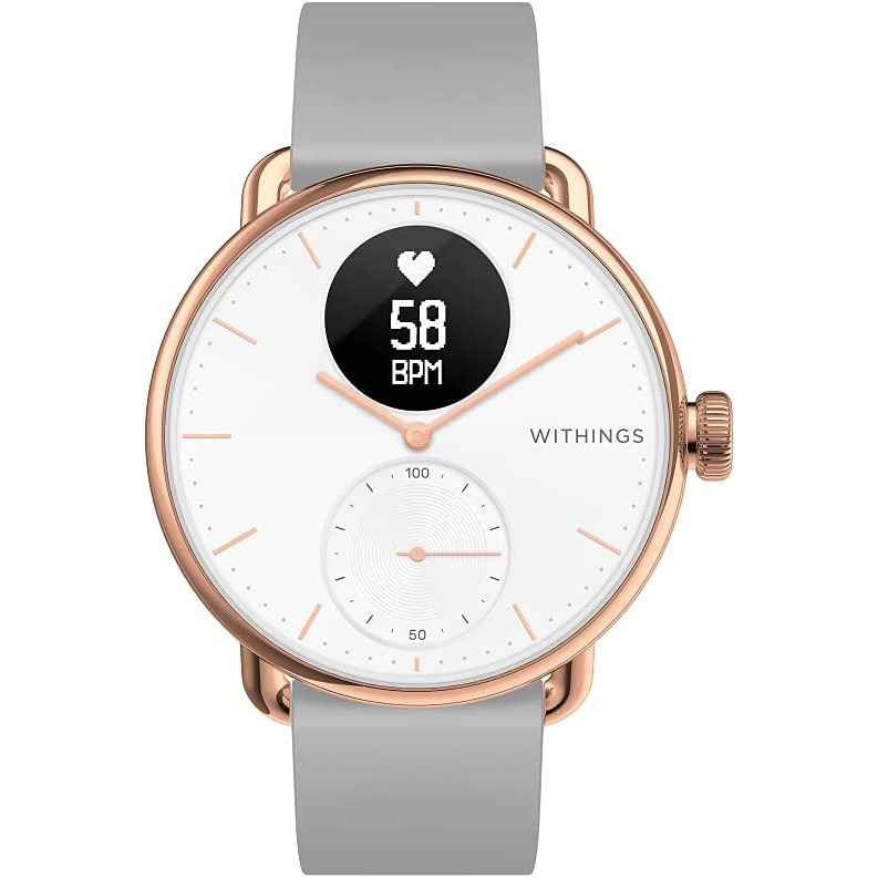 Смарт-часы с ЭКГ Withings ScanWatch 38mm with Silicone Band Rose Gold White розовое золото/белый 550075