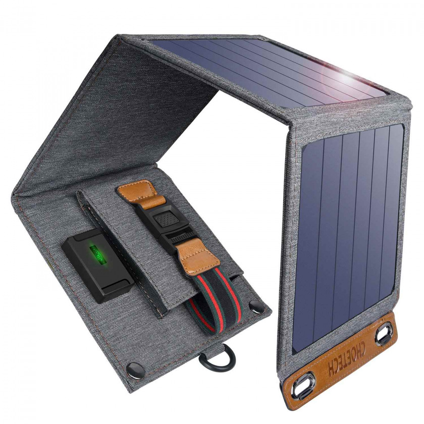 Солнечное зарядное устройство Choetech 14W USB Foldable Solar Powered Charger SunPower Panels USB Charger 3.1A/2USB черное SC004
