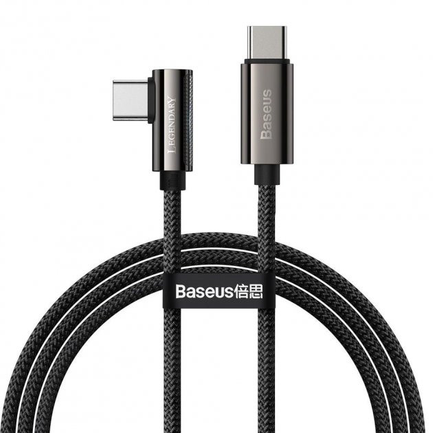 Нейлоновый кабель Baseus Legend Series Elbow Fast Charging Type-C to Type-C 100W/5A 2m Black черный CATCS-A01
