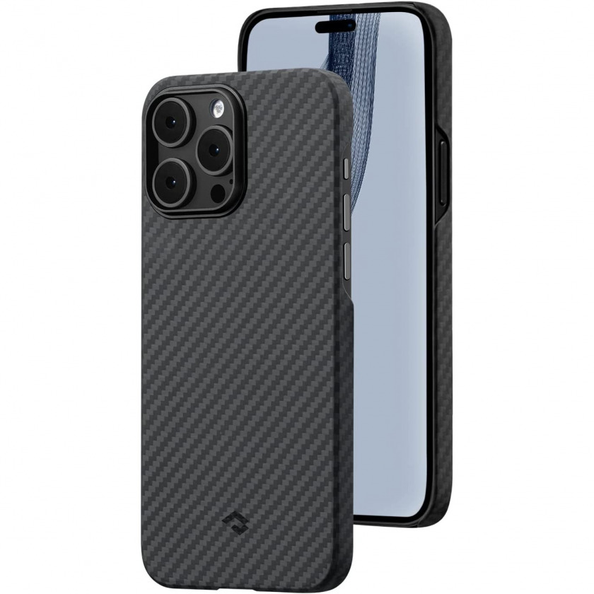 Чехол Pitaka Slim Fit Magnetic MagEZ Case 3 1500D Aramid Fiber Black/Grey Twill для iPhone 14 Pro черный/серый карбон KI1401P