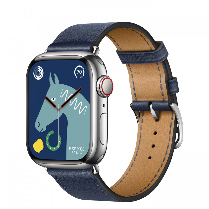 Смарт-часы Apple Watch Hermes Series 8 GPS + Cellular 41mm Silver Stainless Steel Case with Single Tour Navy серебристый/синий