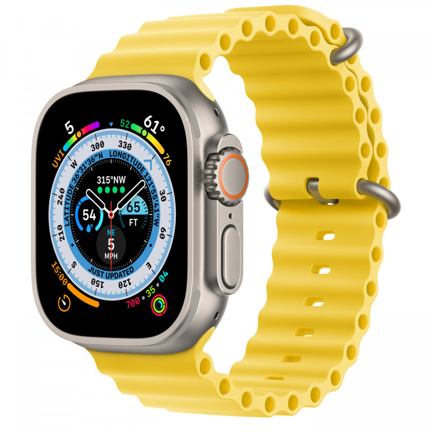 Смарт-часы Apple Watch Ultra GPS + Cellular 49mm Titanium Case with Yellow Ocean Band титановый/желтый