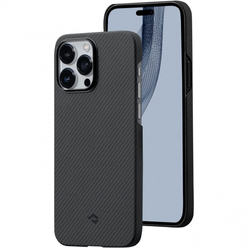 Чехол Pitaka Slim Fit Magnetic MagEZ Case 3 600D Aramid Fiber Black/Grey Twill для iPhone 14 Pro черный/серый карбон KI1401PA
