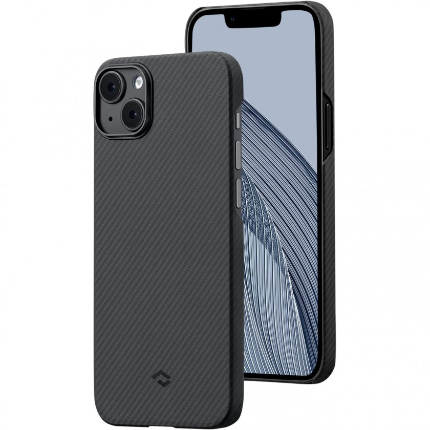 Чехол Pitaka Slim Fit Magnetic MagEZ Case 3 600D Aramid Fiber Black/Grey Twill для iPhone 14 черный/серый карбон KI1401A