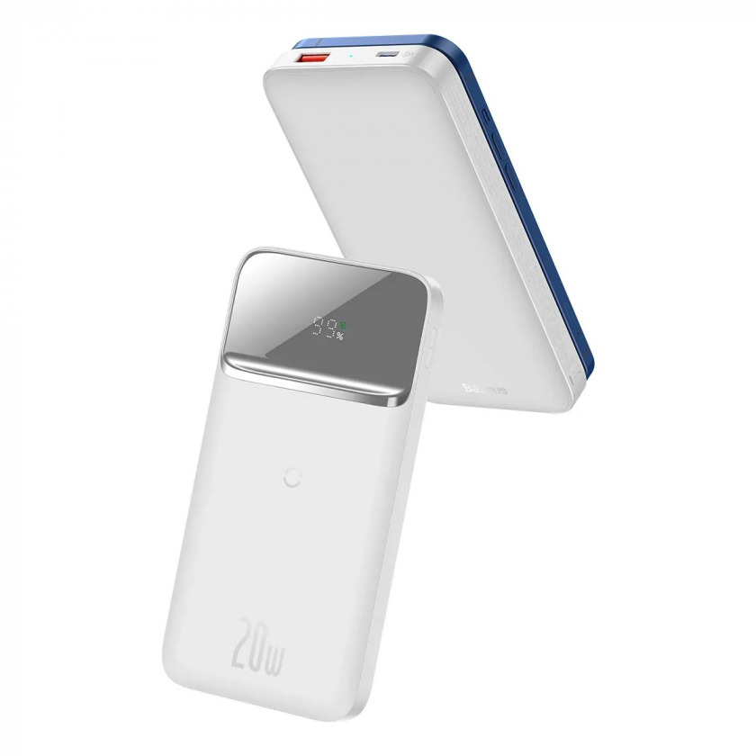 Портативный акб Baseus Magnetic wireless quick charging power bank 10000mAh 20W 2022 Edition White белый для iPhone c Magsafe PPCX010102