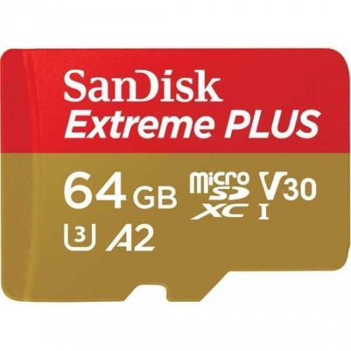 Карта памяти SanDisk Extreme Plus microSDXC 64 ГБ Class 10, V30, A2, UHS Class 3, R/W 170/90 МБ/с SDSQXBZ-064G-GN6MA