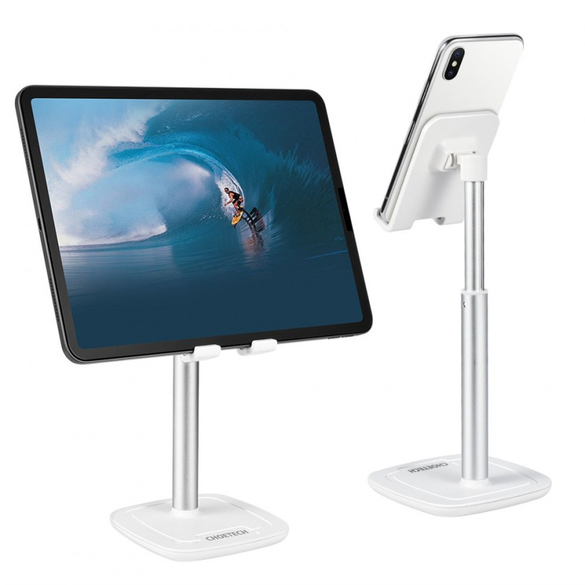 Подставка Choetech Universal Aluminium Adjustable Desk Holder Stand для смартфонов/планшетов silver серебристая H035-WH