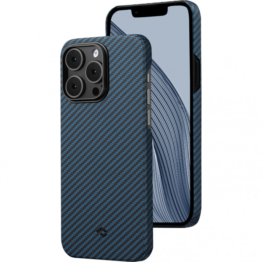 Чехол Pitaka Slim Fit Magnetic MagEZ Case 3 1500D Aramid Fiber Black/Blue Twill для iPhone 14 Pro черный/синий карбон KI1408P