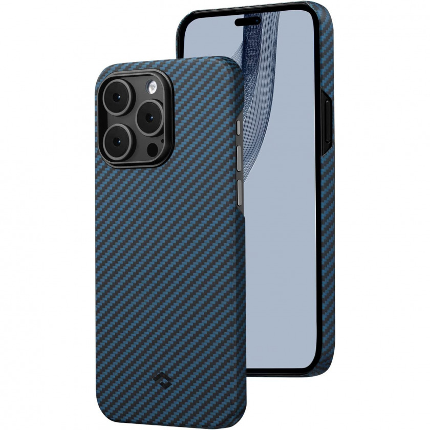  Pitaka Slim Fit Magnetic MagEZ Case 3 1500D Aramid Fiber Black/Blue Twill  iPhone 14 Pro Max /  KI1408PM