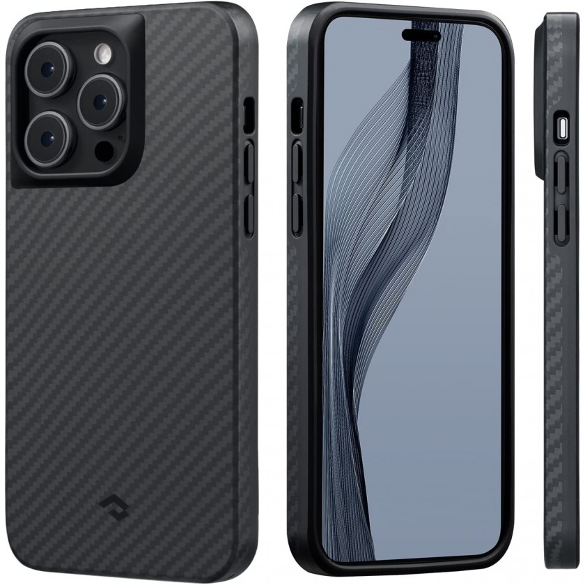 Ударопрочный чехол Pitaka New MagEZ Case Pro 3 1500D Aramid Fiber Military Grade Black/Grey Twill для iPhone 14 Pro Max черный/серый карбон B0B96QMG9G