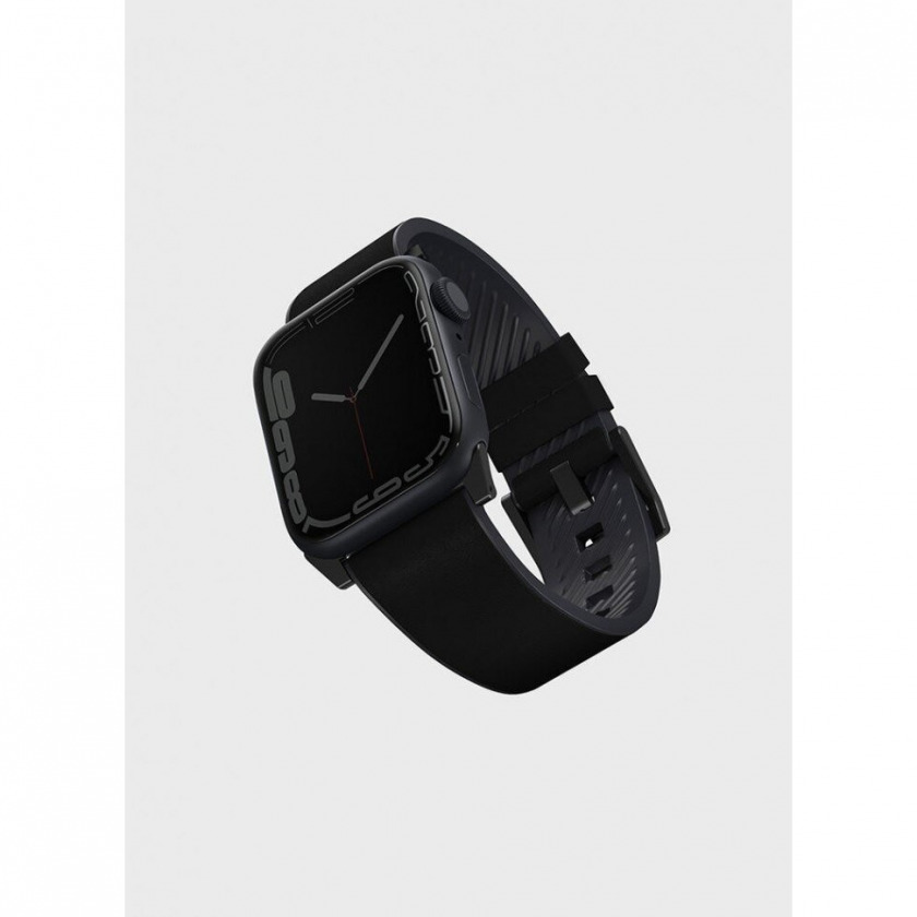 Ремешок Uniq Straden Waterproof Leather/Silicone для Apple Watch 42/44/45/49 черный STRABLK