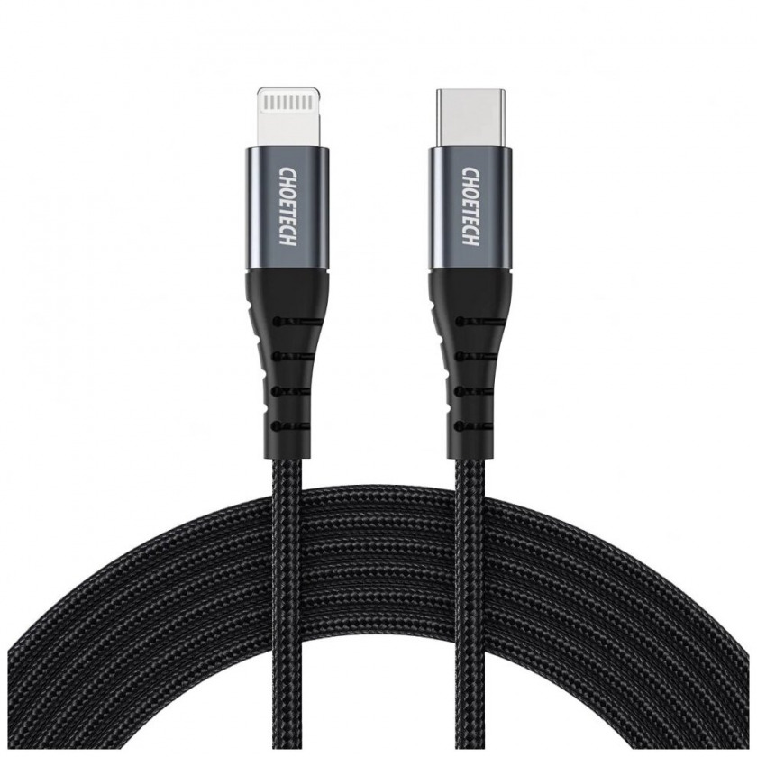 Кабель Choetech Nylon Braided Cable MFi USB-C to Lightning 1.2 м Темно-серый IP0039