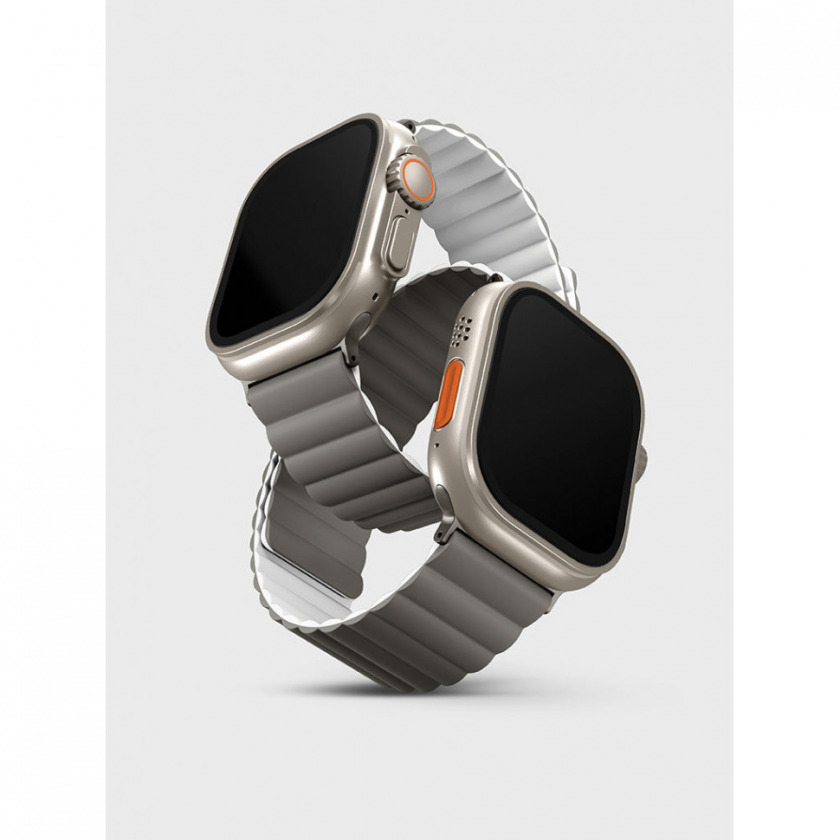 Силиконовый ремешок Uniq Revix Silicone Strap для Apple Watch 42/44/45/49 серо-белый 49MM-REVAGRYDWHT