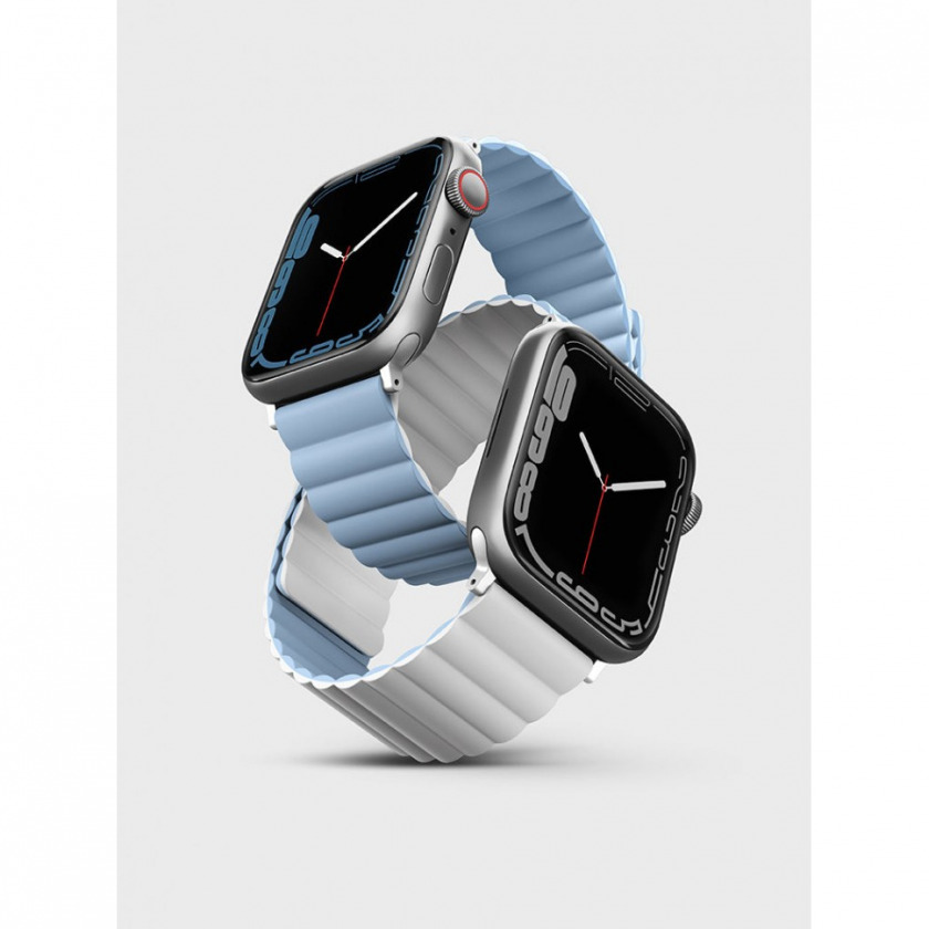 Силиконовый ремешок Uniq Revix Silicone Strap для Apple Watch 38/40/41 белый/голубой 41MM-REVWHTBLU