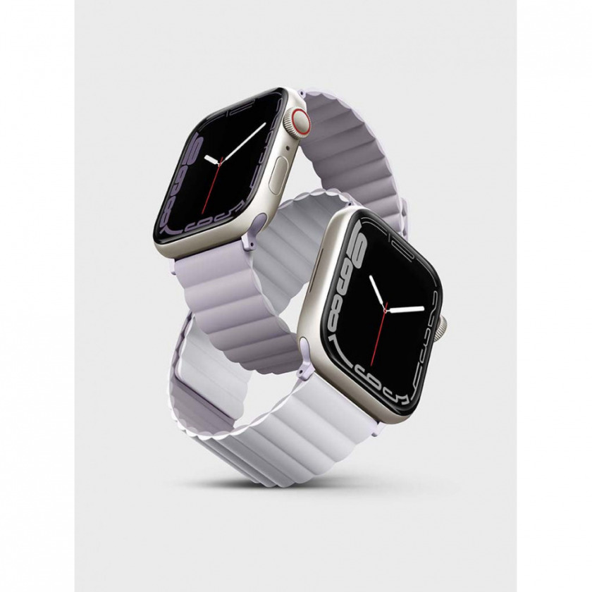 Силиконовый ремешок Uniq Revix Silicone Strap для Apple Watch 38/40/41 Blue/Black сиреневый/белый 41MM-REVLILWHT
