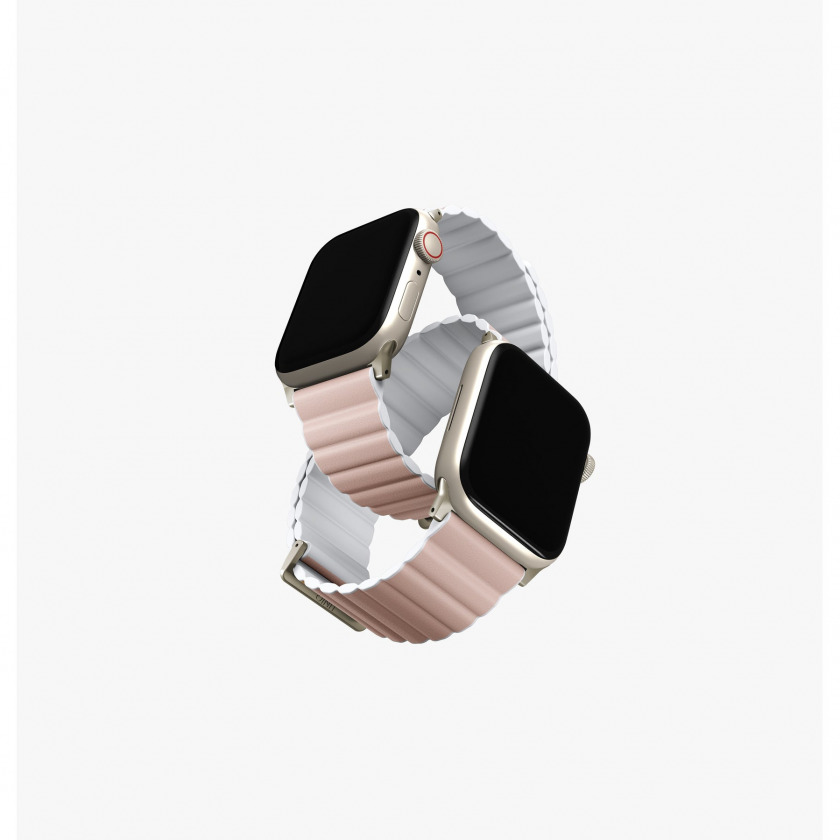 Силиконовый ремешок Uniq Revix Premium Edition Silicone Strap для Apple Watch 42/44/45/49 Pink/White розовый/белый 45MM-REVPBPNKWHT