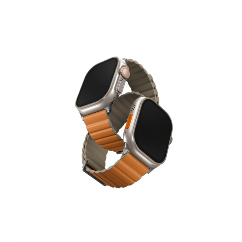 Силиконовый ремешок Uniq Revix Premium Edition Silicone Strap для Apple Watch 42/44/45/49 темно-коричневый/хаки 45MM-REVPSORGKAK
