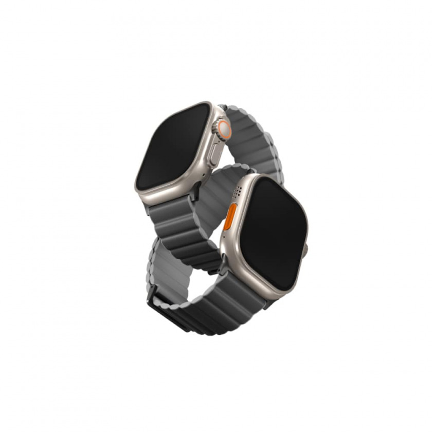 Силиконовый ремешок Uniq Revix Premium Edition Silicone Strap для Apple Watch 42/44/45/49 темно-серый/серый 45MM-REVPCHRAGRY