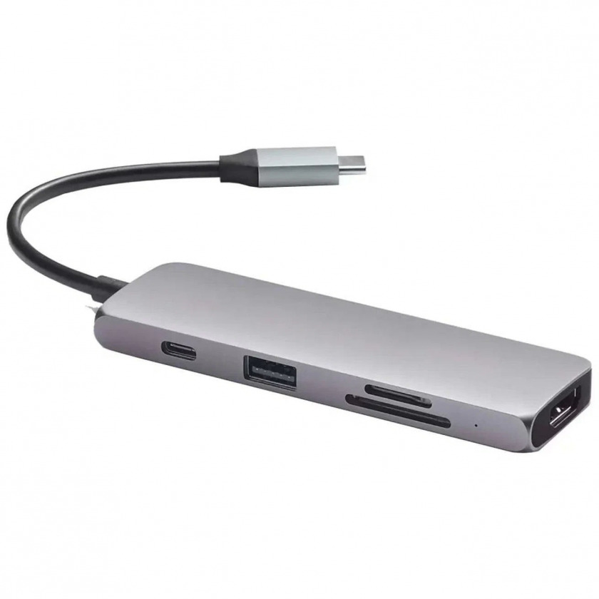 USB-C хаб Satechi USB-C Multiport Pro USB/1USB-C/1HDMI 4K 30Hz/SD/microSD Silver серебристый ST-UCMPAM