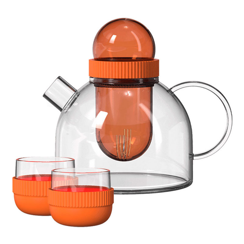      KissKissFish BoogieWoogie Teapot with cup Orange  TEAP06-U
