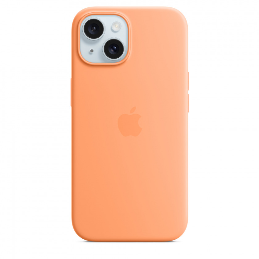 Силиконовый чехол Apple Silicone Case with MagSafe для iPhone 15 Orange Sorbet Оранжевый Щербет MT0W3