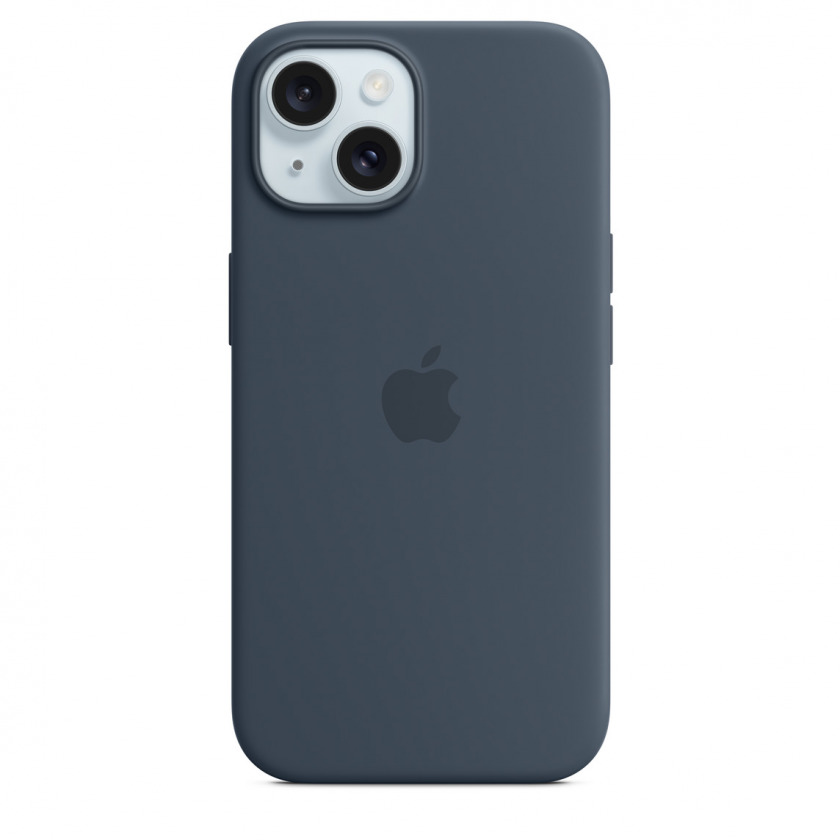 Силиконовый чехол Apple Silicone Case with MagSafe для iPhone 15 Storm Blue Синий Шторм MT0N3