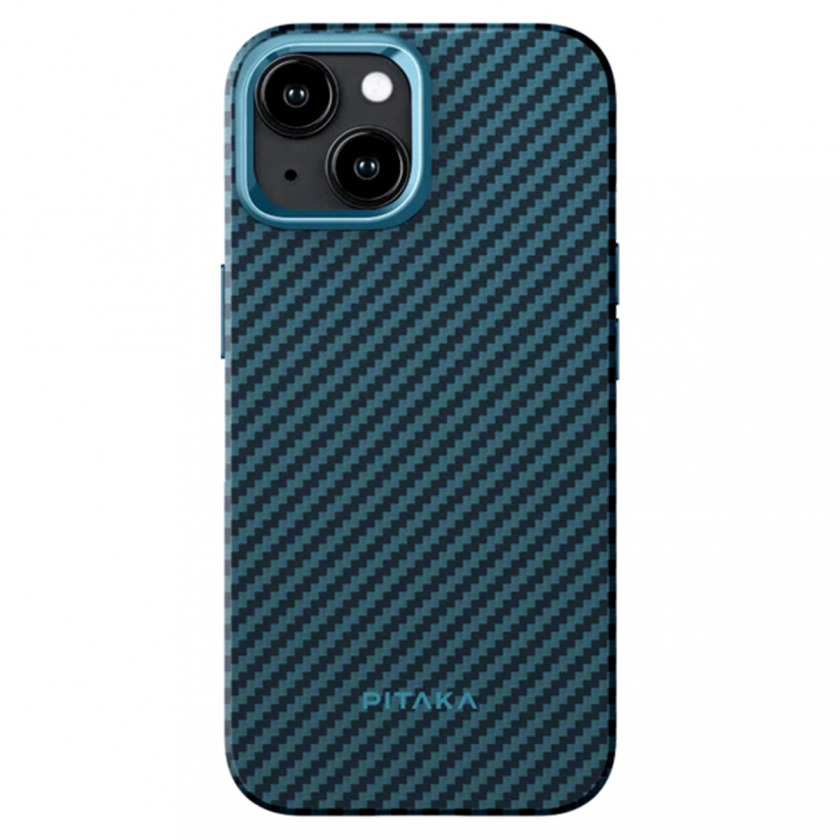 Усиленный чехол Pitaka MagEZ Case Pro 4 1500D Black/Blue (Twill) для iPhone 15 Plus черный/синий