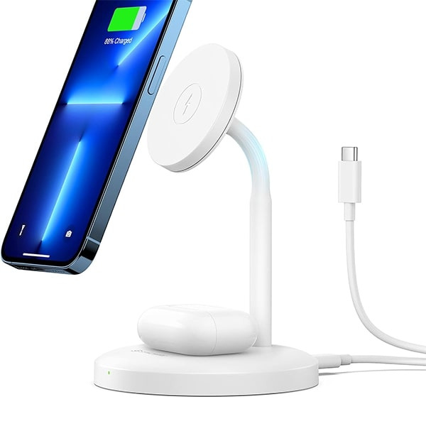    Syncwire MagSafe IPhone Magnetic Wireless Charger Stand 2 In 1 Fast Charing White  SW-WL686